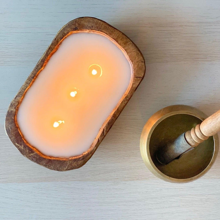 Cavill & Wicks 3 Wick Wooden Dough Bowl Candle
