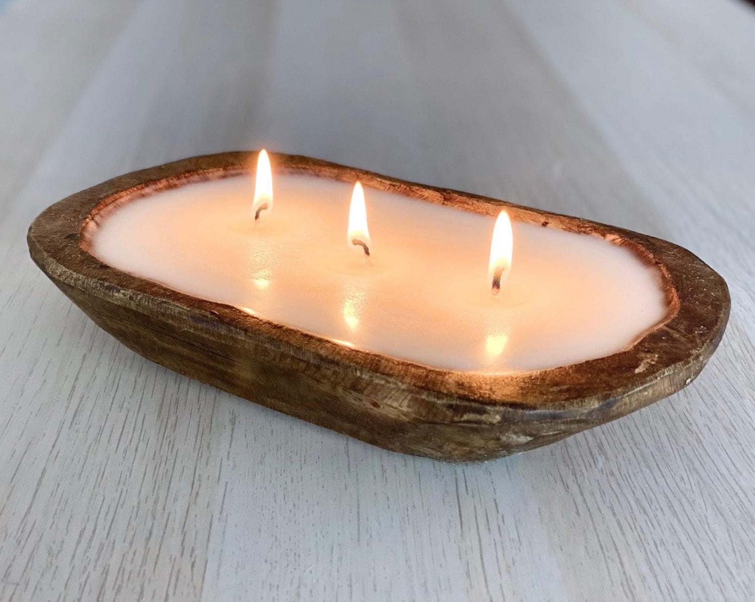 WOODEN DOUGH BOWL CANDLE - CUSTOM 3-WICK